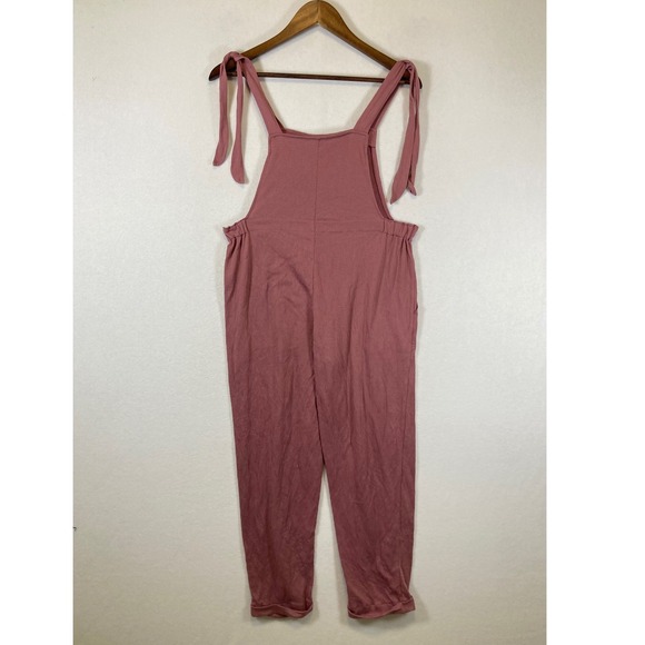 Coquette Vanilla Star Girls XL Dusty Rose Waffle Knit Tie Shoulder Overalls - Picture 2 of 8